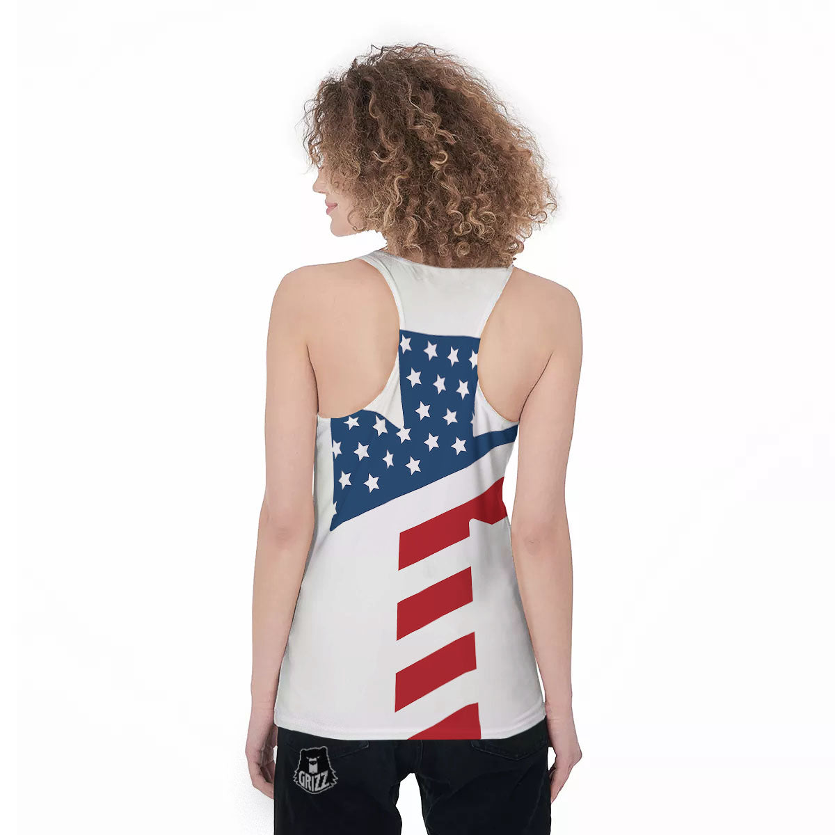American Flag Christian Cross Print Women's Racerback Tank Top-grizzshop