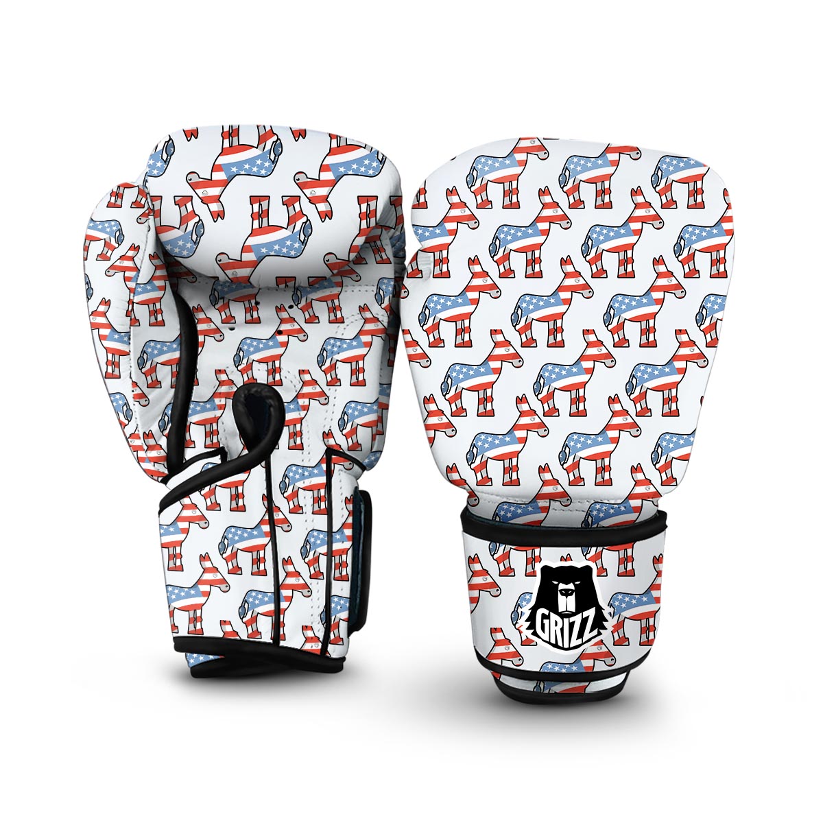 American Flag Donkey Pattern Print Boxing Gloves-grizzshop