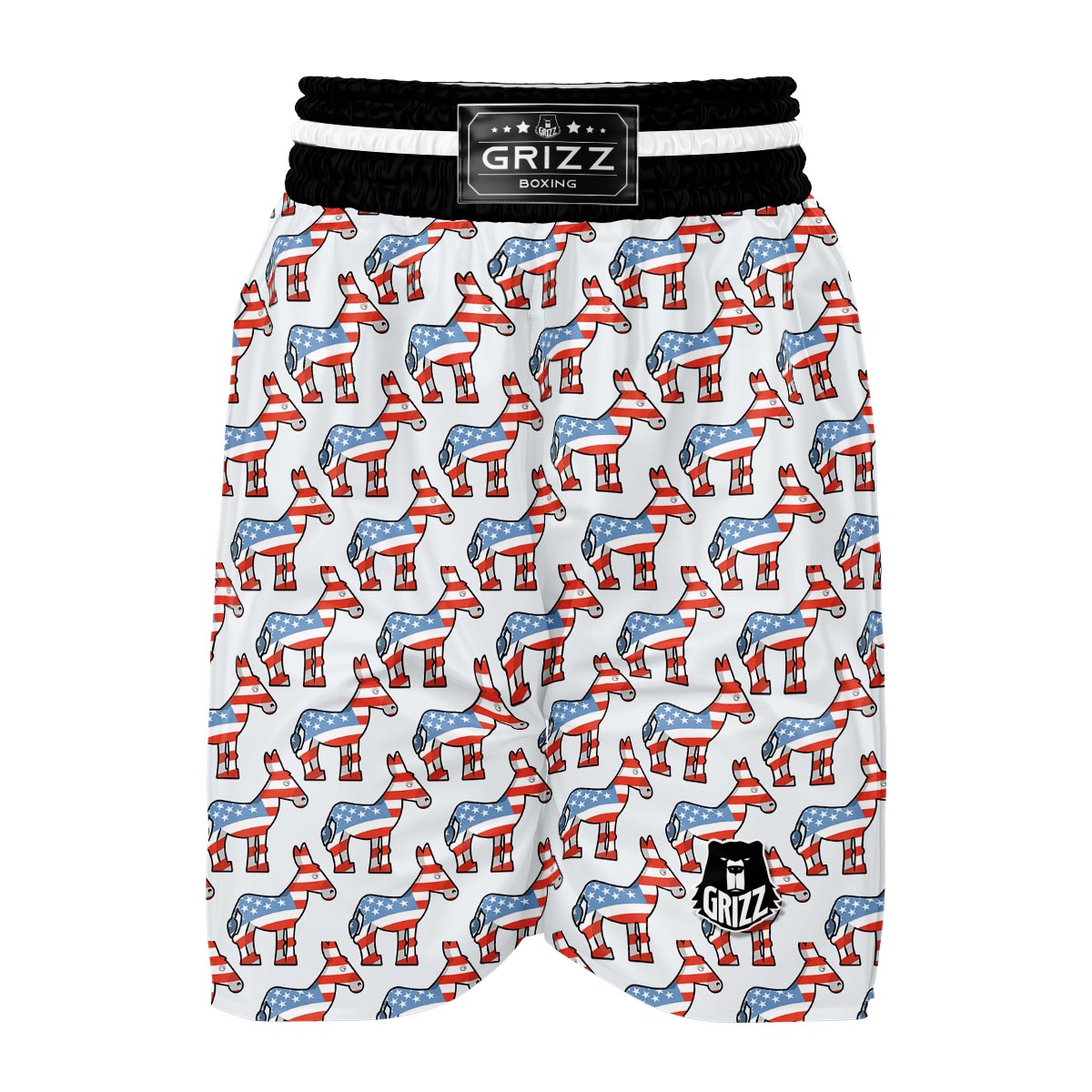 American Flag Donkey Pattern Print Boxing Shorts-grizzshop