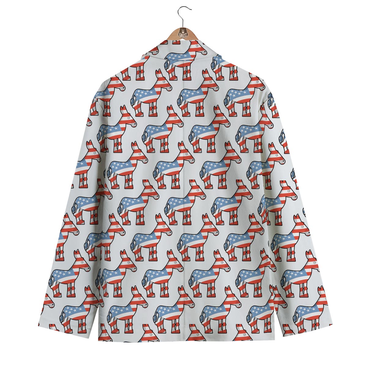 American Flag Donkey Pattern Print Men's Blazer-grizzshop