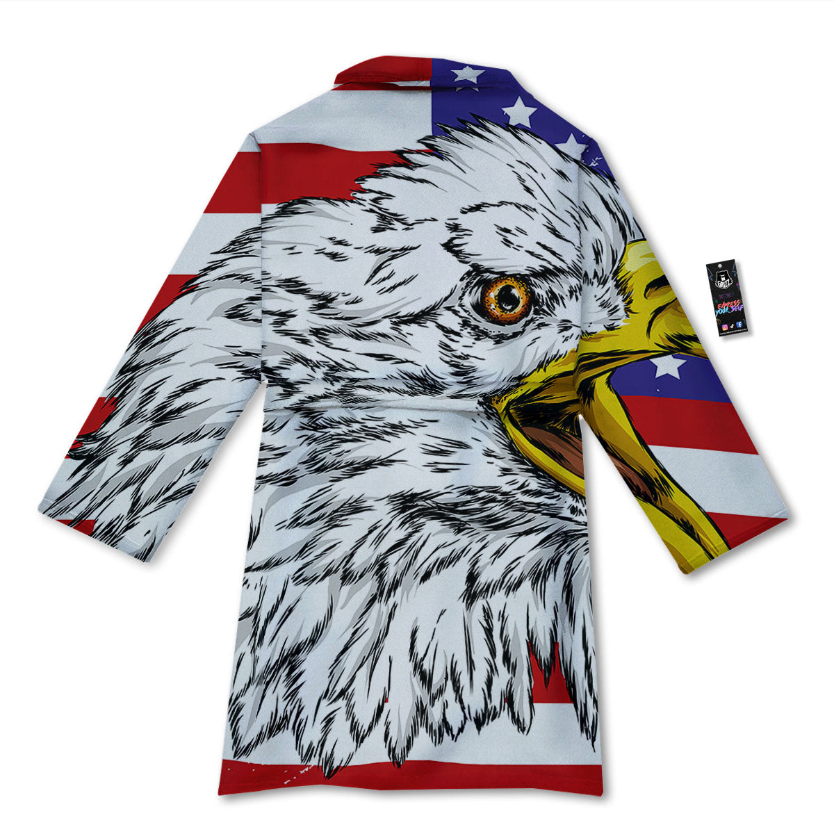 American Flag Eagle Print Bathrobe-grizzshop