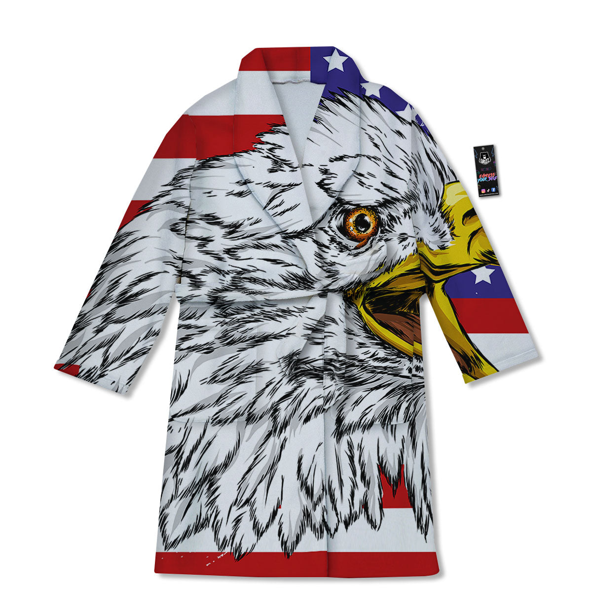 American Flag Eagle Print Bathrobe-grizzshop