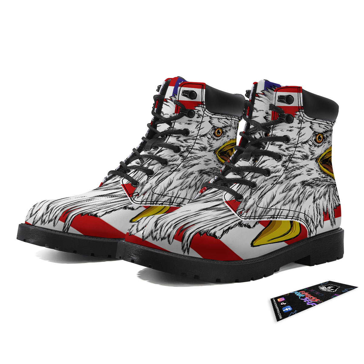 American Flag Eagle Print Boots-grizzshop