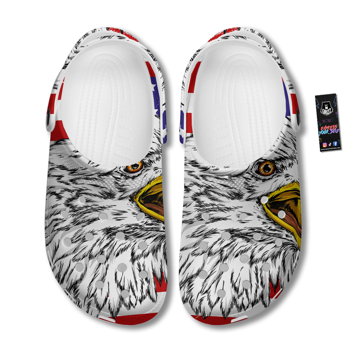 American Flag Eagle Print Clog-grizzshop