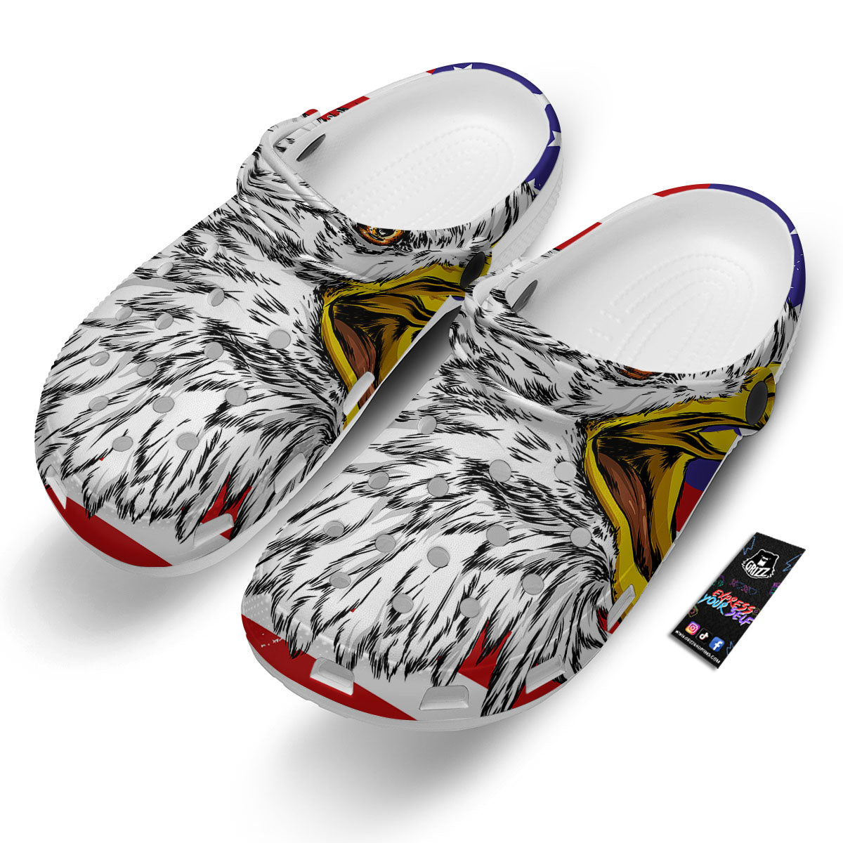 American Flag Eagle Print Clog-grizzshop