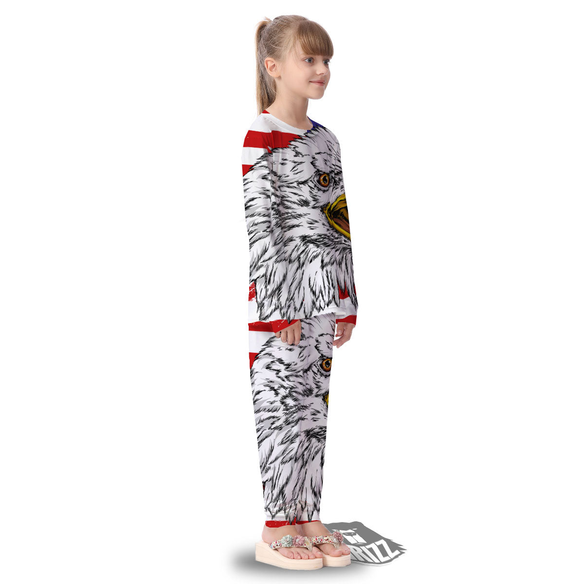 American Flag Eagle Print Kid's Pajamas-grizzshop