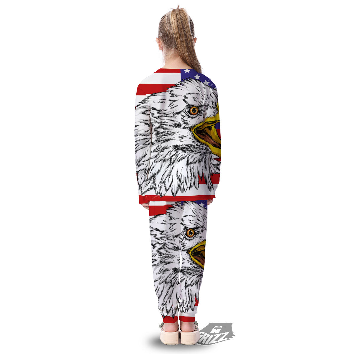 American Flag Eagle Print Kid's Pajamas-grizzshop