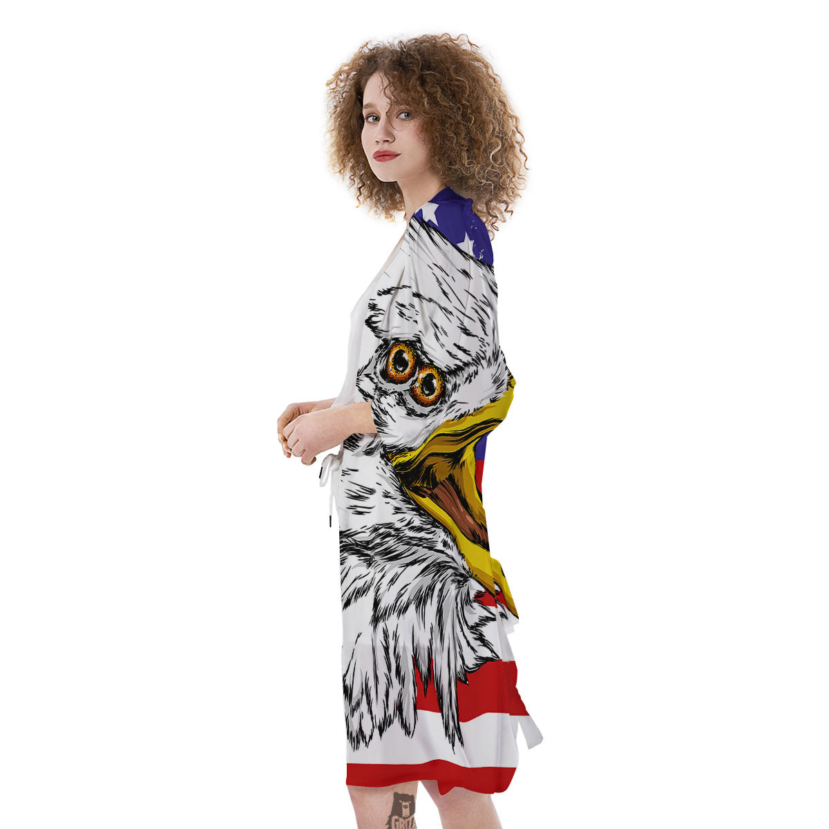 American Flag Eagle Print Kimono-grizzshop