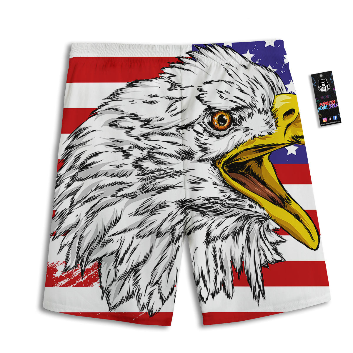 American Flag Knitted Print Men's Athletic Shorts