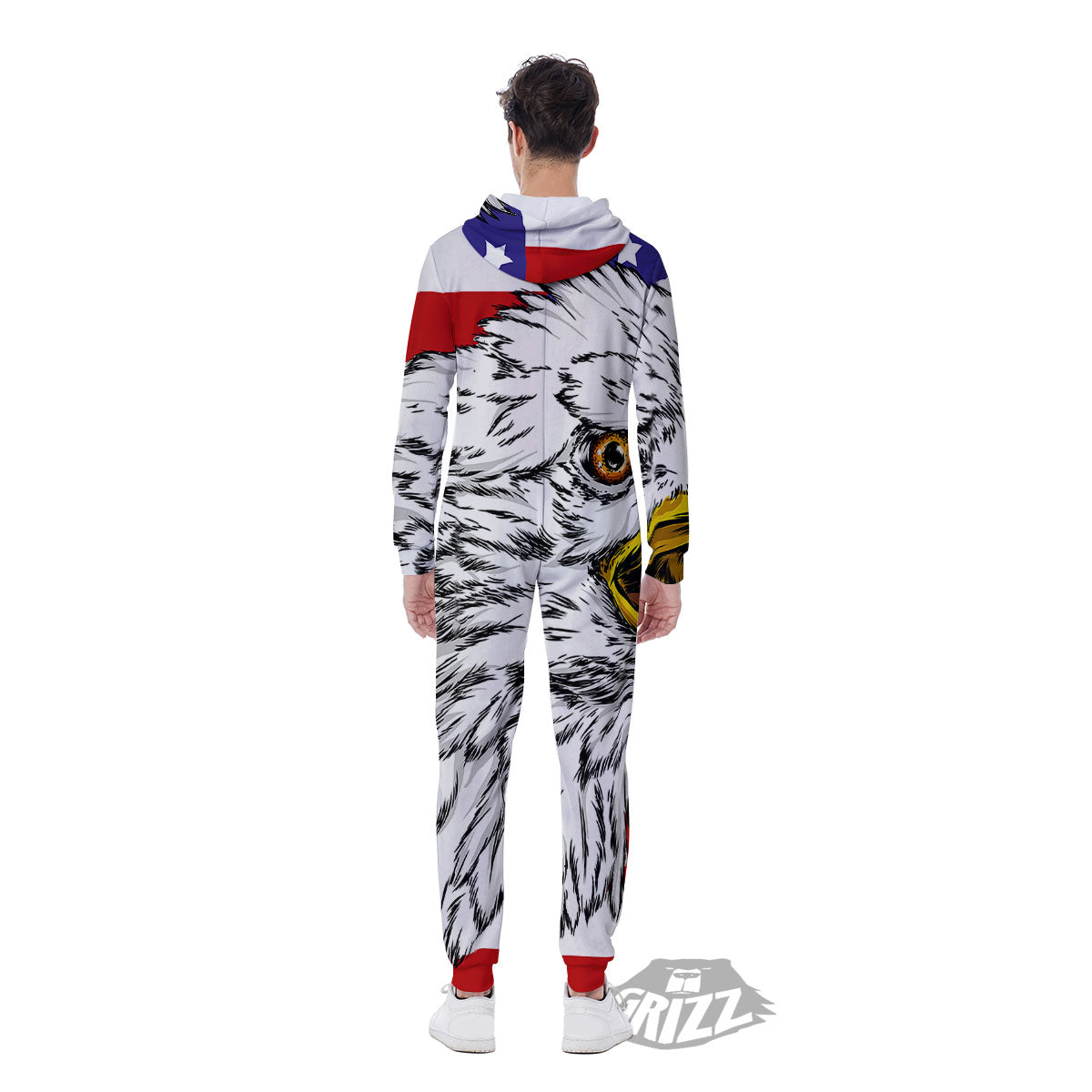 American Flag Eagle Print Men's Jumpsuit-grizzshop