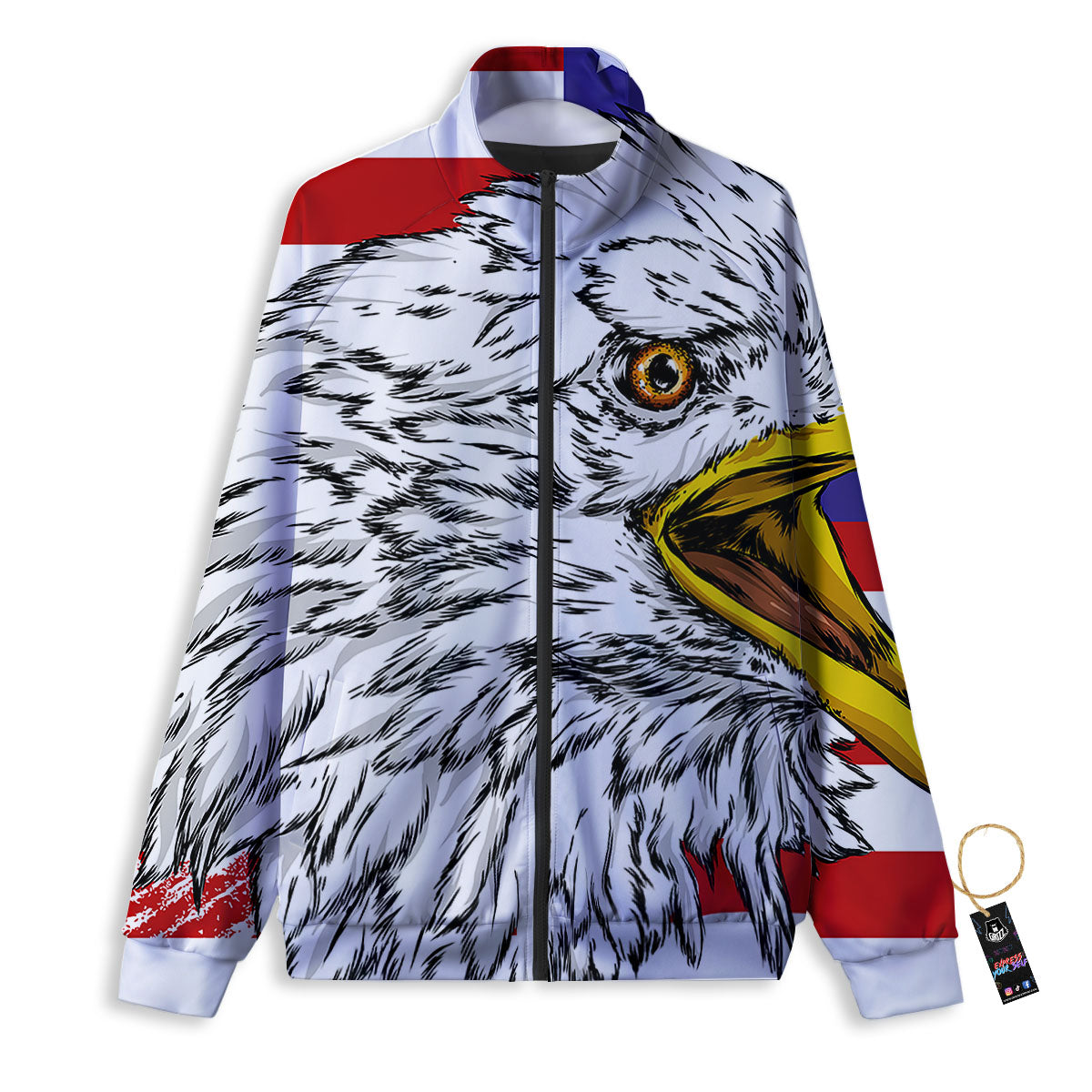 American Flag Eagle Print Track Jacket-grizzshop