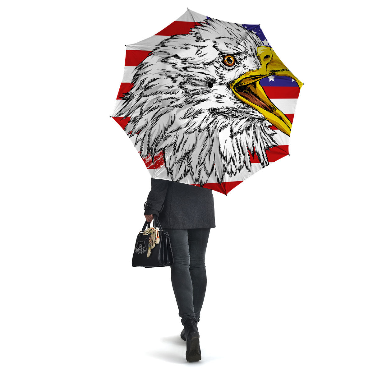 American Flag Eagle Print Umbrella-grizzshop