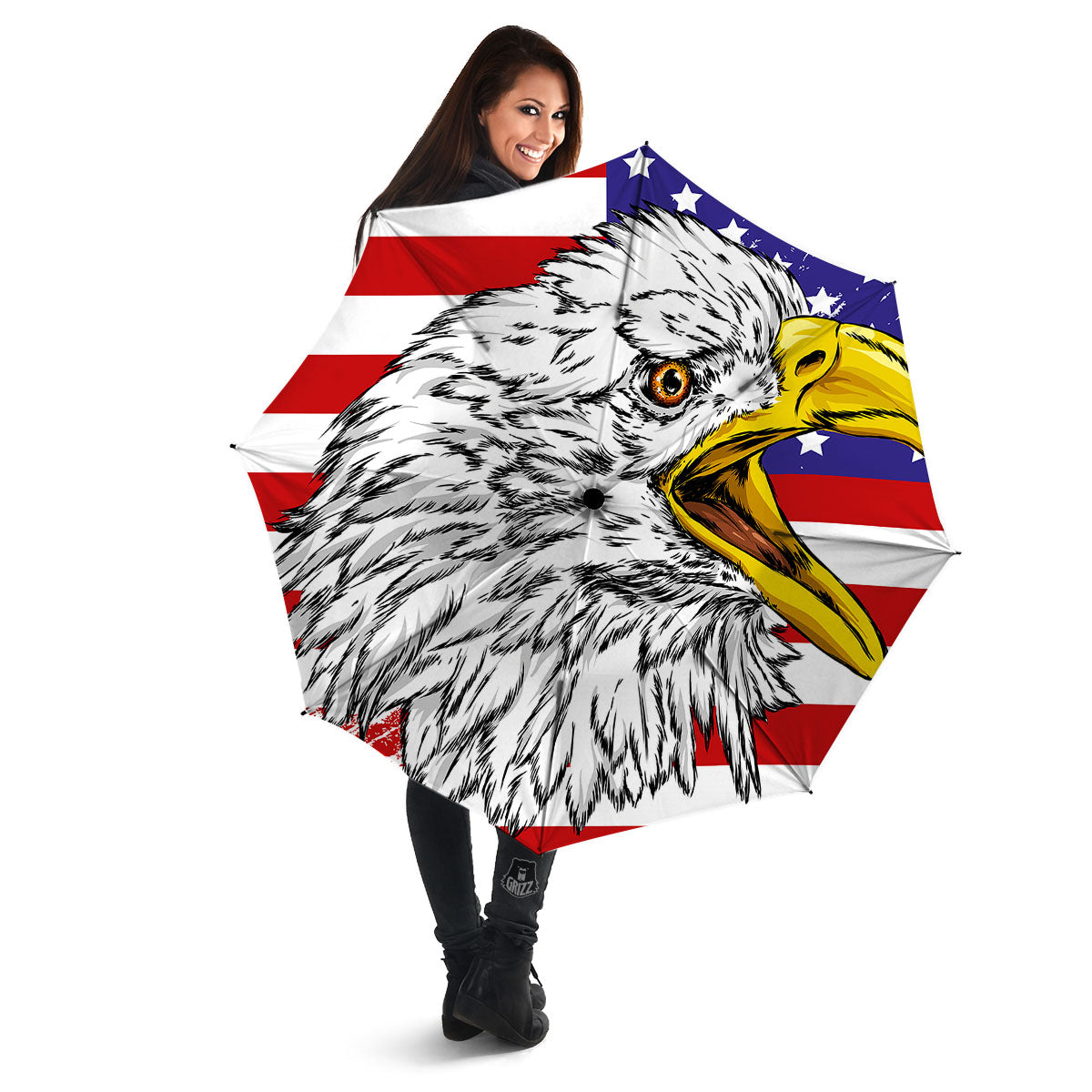 American Flag Eagle Print Umbrella-grizzshop