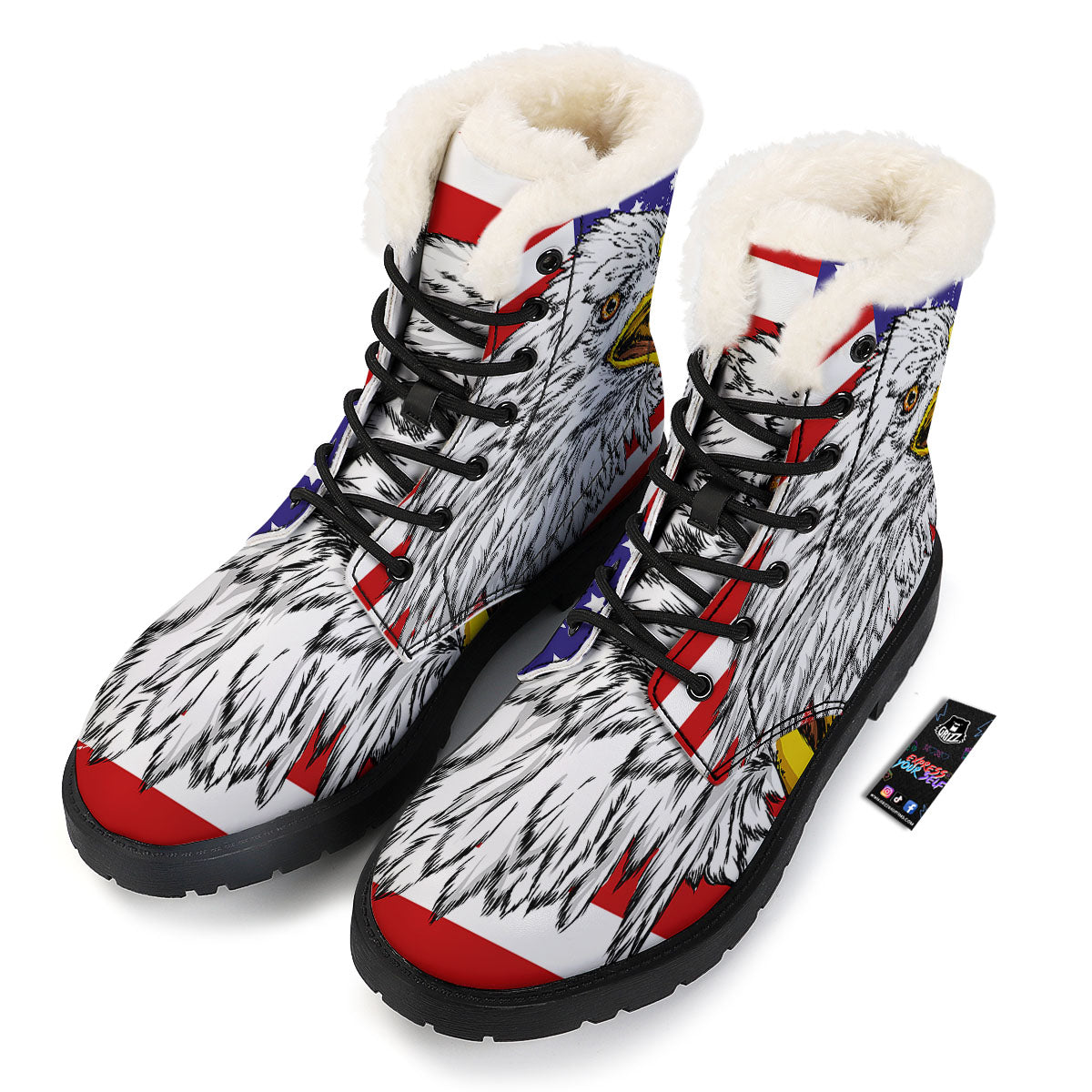 American Flag Eagle Print Winter Boots-grizzshop