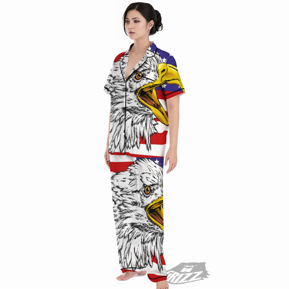 American Flag Eagle Print Women's Pajamas Set-grizzshop