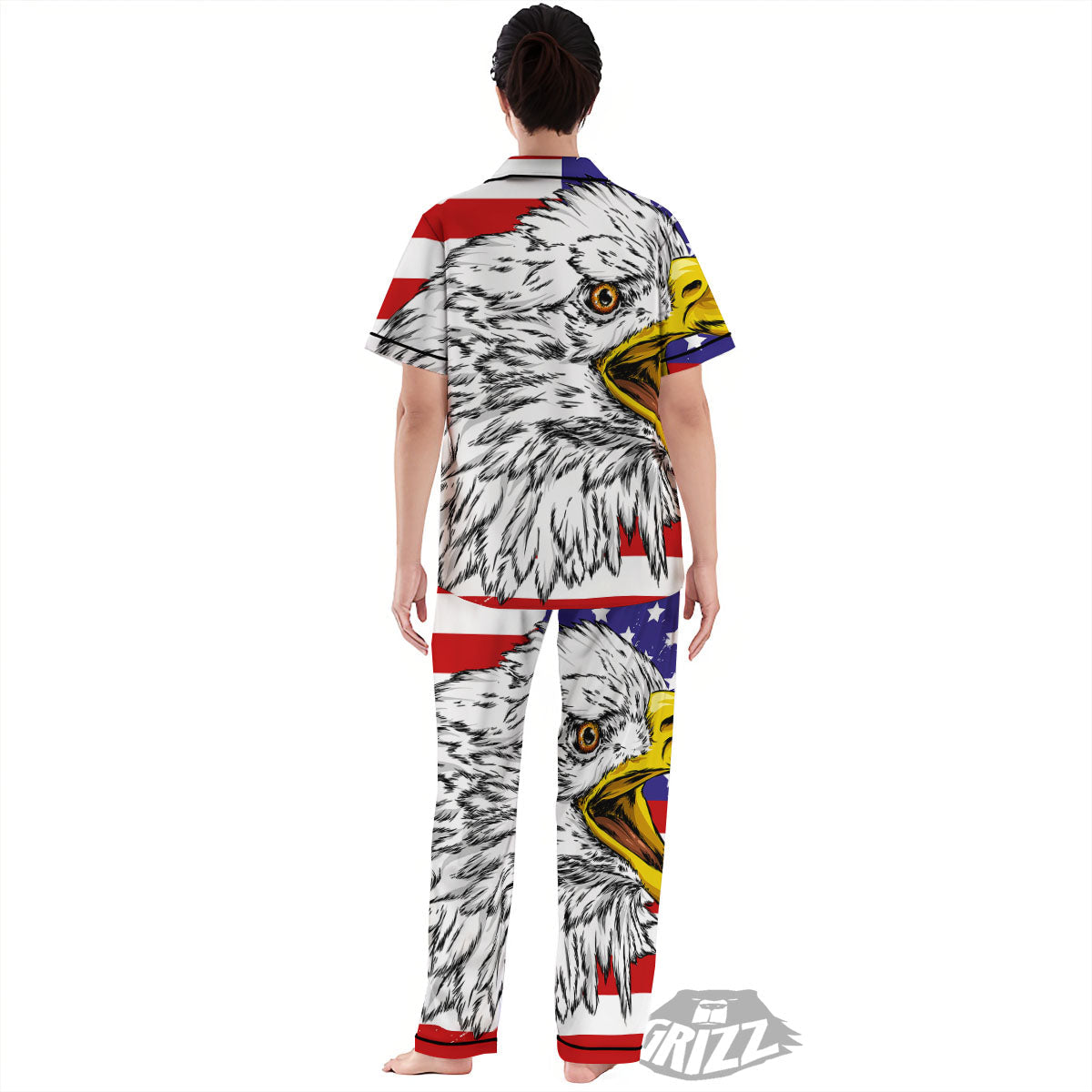 American Flag Eagle Print Women's Pajamas Set-grizzshop