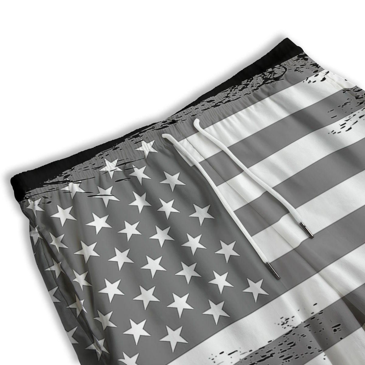 American Flag Monochrome Grunge Print Men's Athletic Shorts
