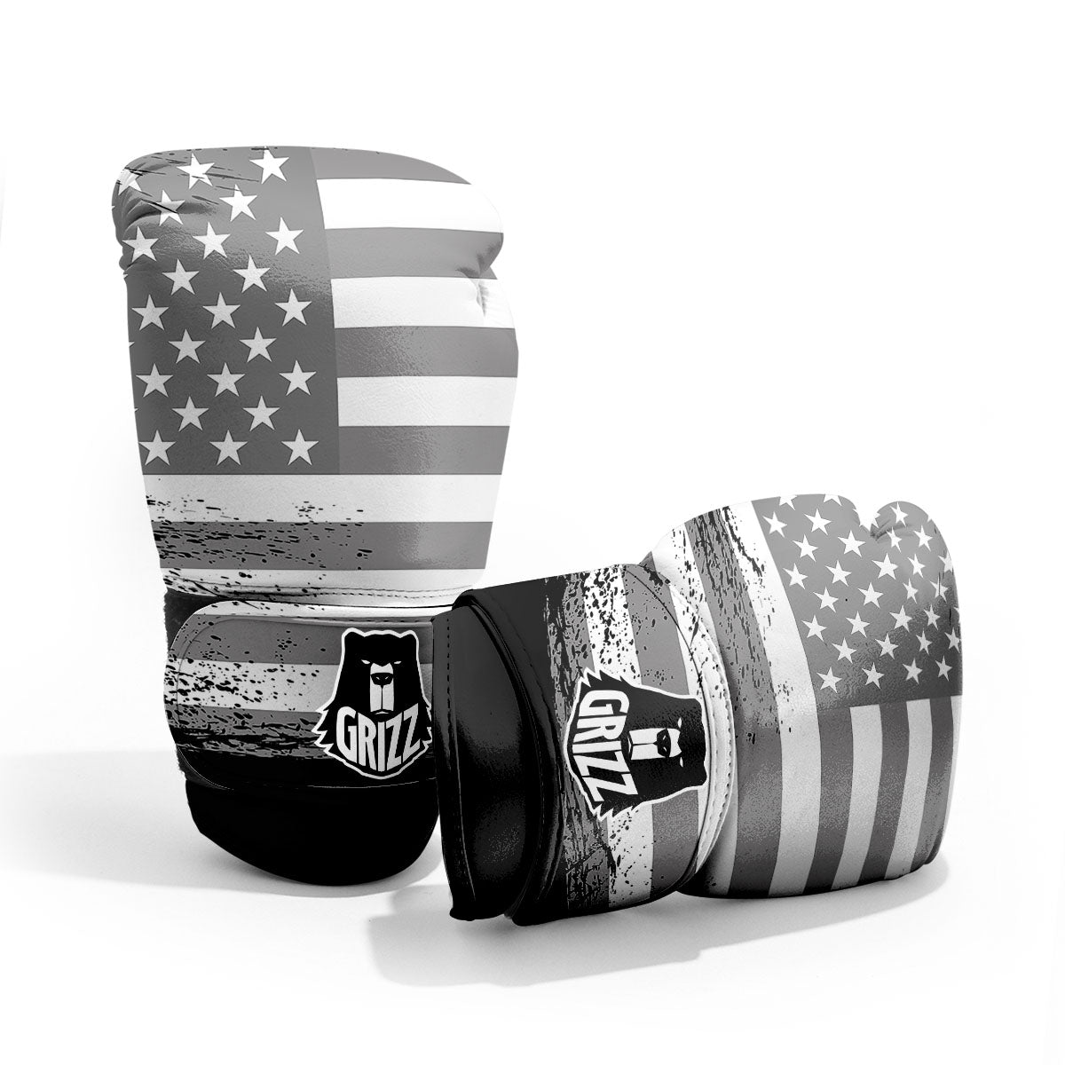 American Flag Grey Grunge Print Pro Boxing Glove