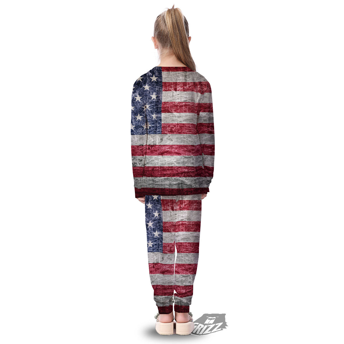 American Flag Grunge Print Kid's Pajamas-grizzshop