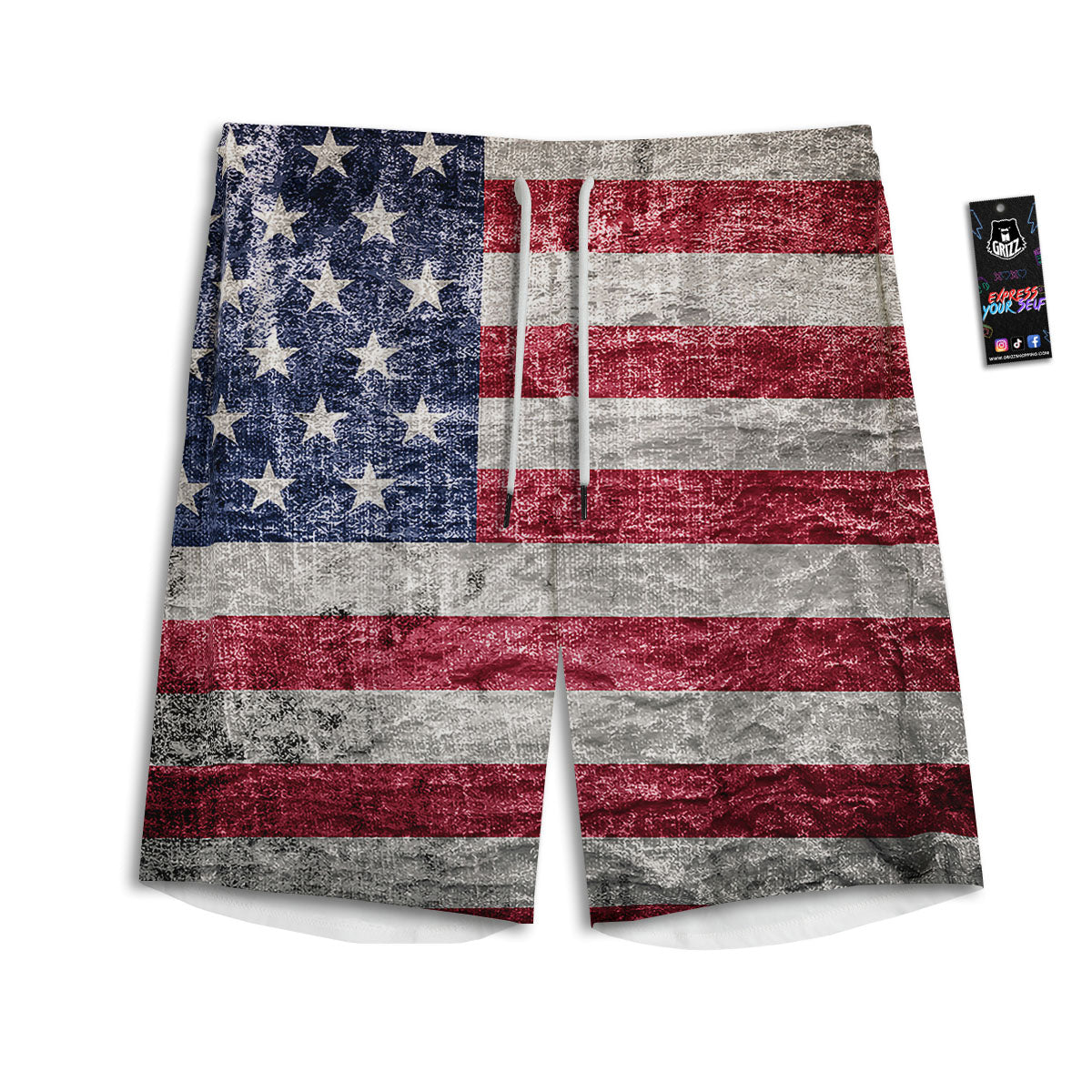 American Military Flag Print Men's Athletic Shorts