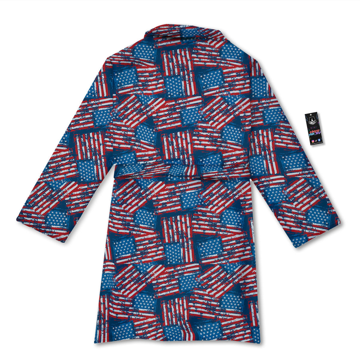 American Flag Grunge Print Pattern Bathrobe-grizzshop
