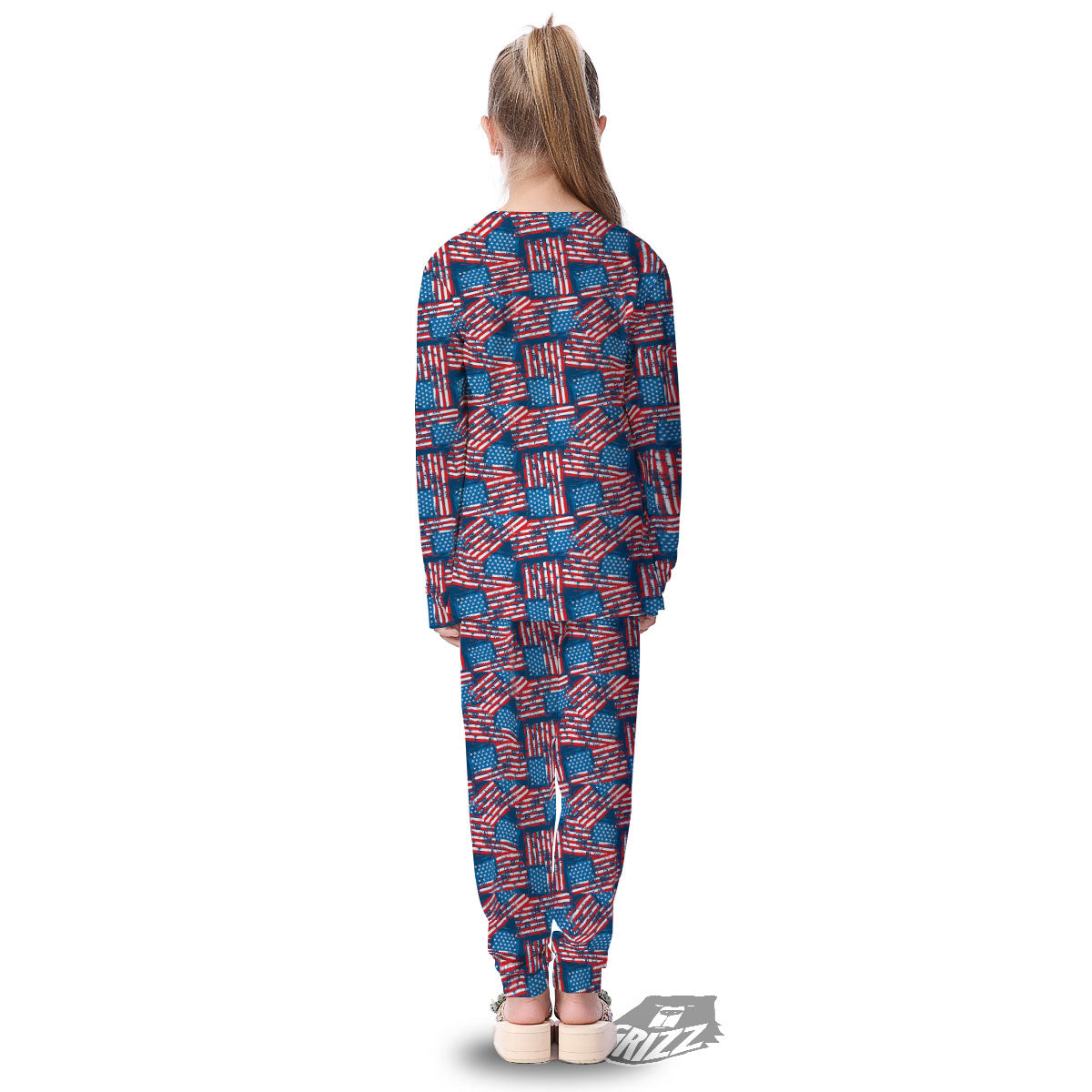 American Flag Grunge Print Pattern Kid's Pajamas-grizzshop