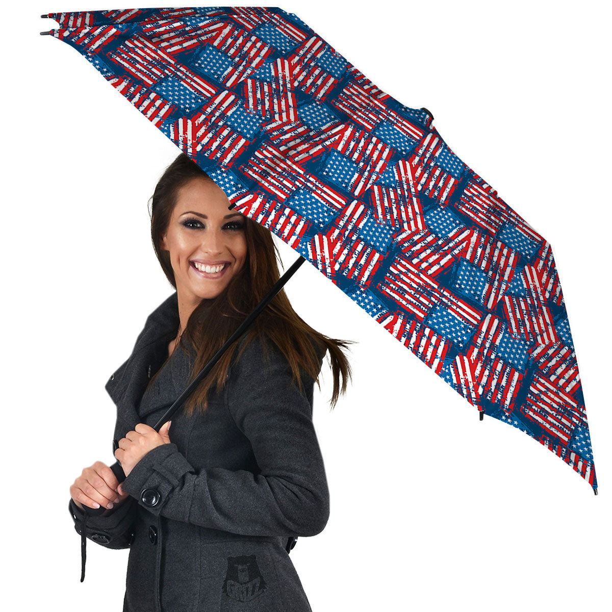 American Flag Grunge Print Pattern Umbrella-grizzshop