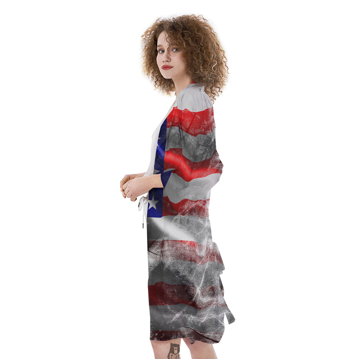 American Flag Grunge Ripped Paper Print Kimono-grizzshop