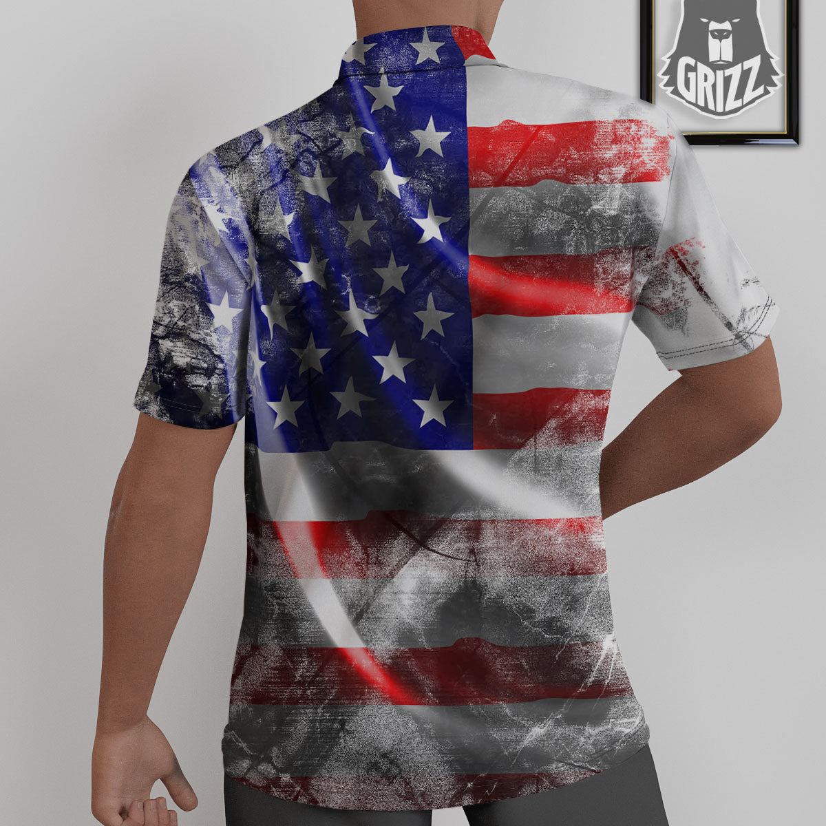 American Flag Grunge Ripped Paper Print Untucked Shirts-grizzshop