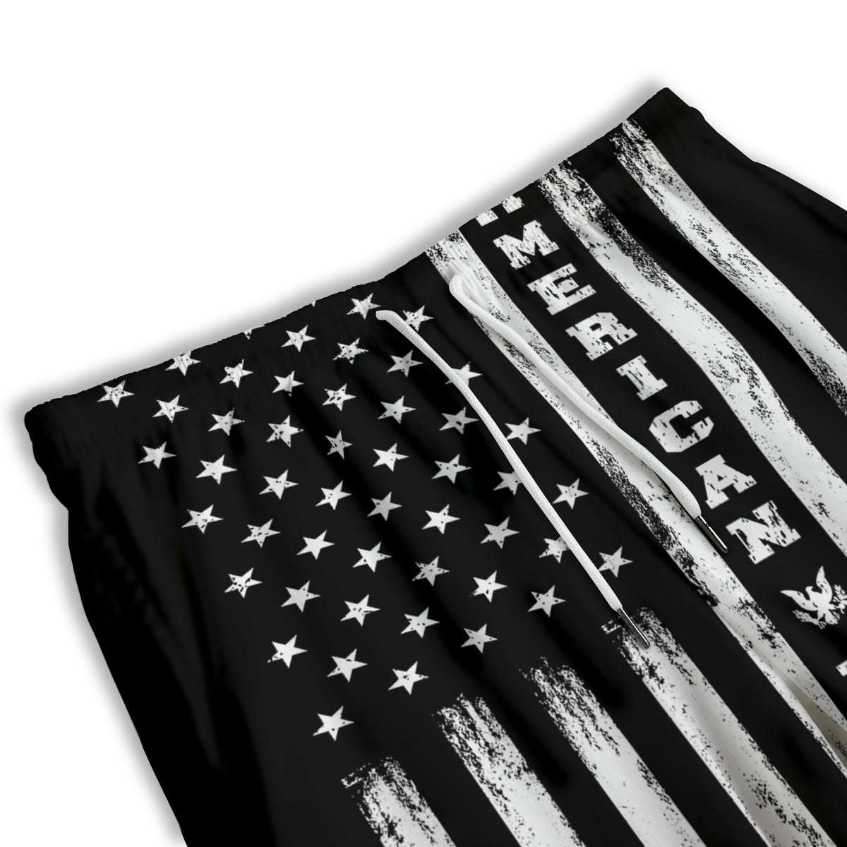 American Flag Grunge White And Black Print Men's Athletic Shorts