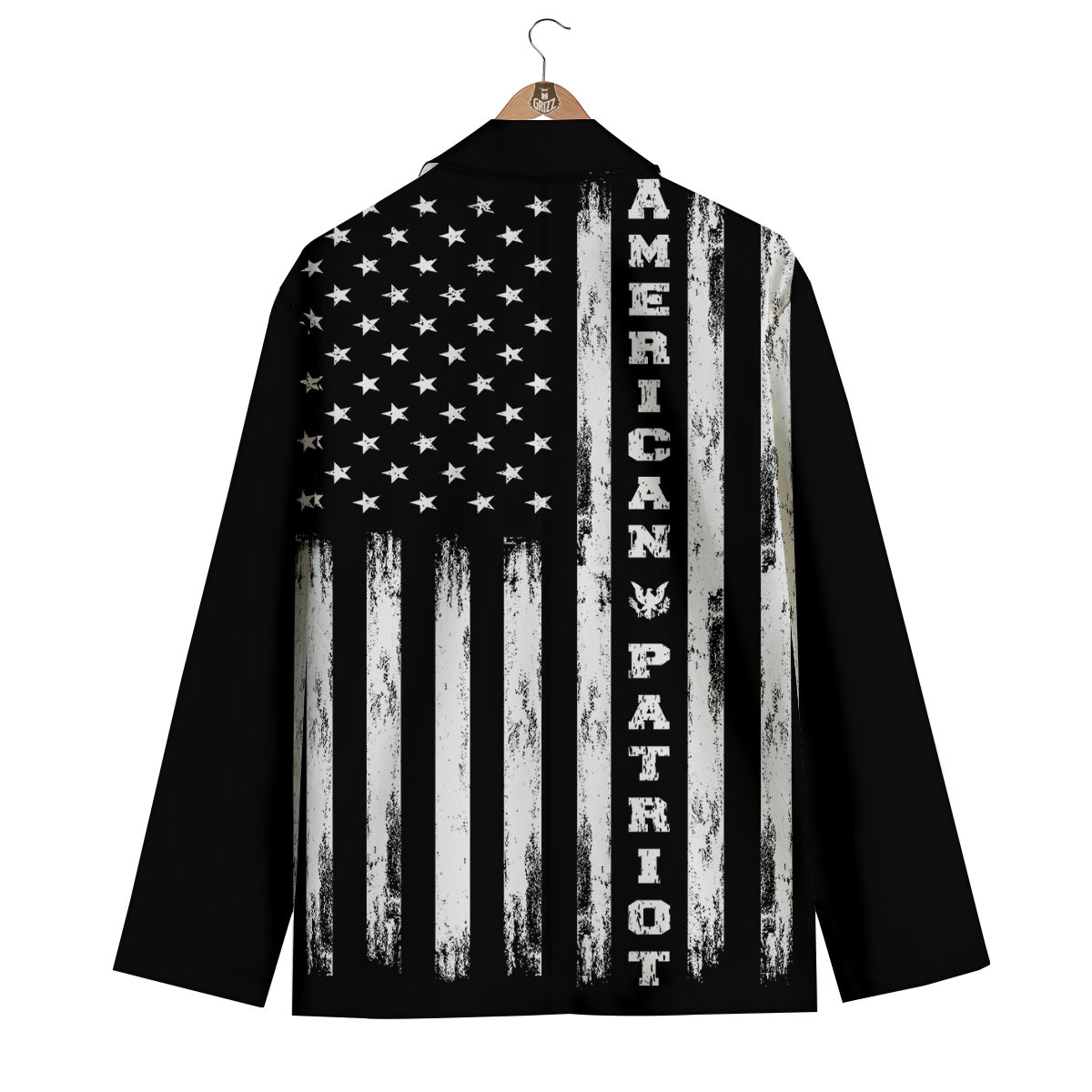 American Flag Grunge White And Black Print Men's Blazer-grizzshop