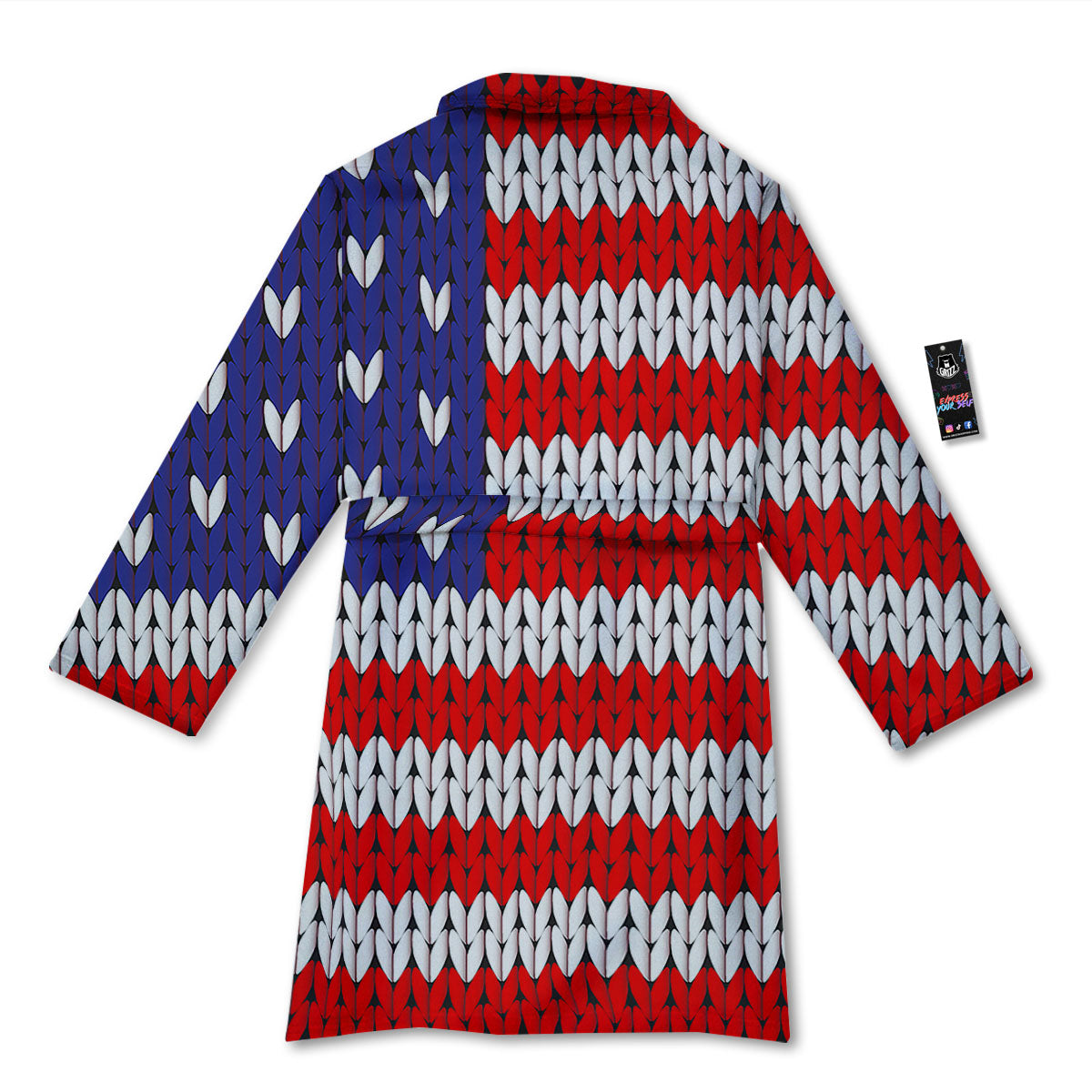 American Flag Knitted Print Bathrobe-grizzshop
