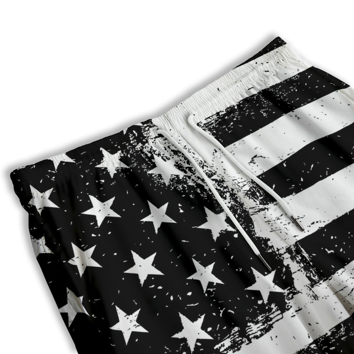 American Flag Monochrome Grunge Print Men's Athletic Shorts
