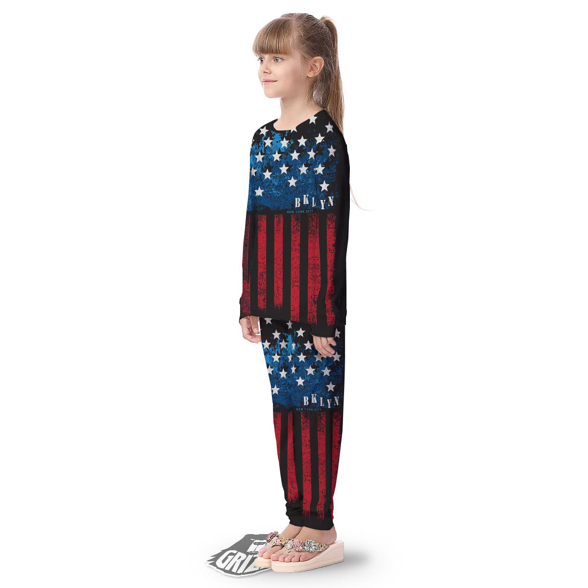 American Flag Vintage Print Kid's Pajamas-grizzshop