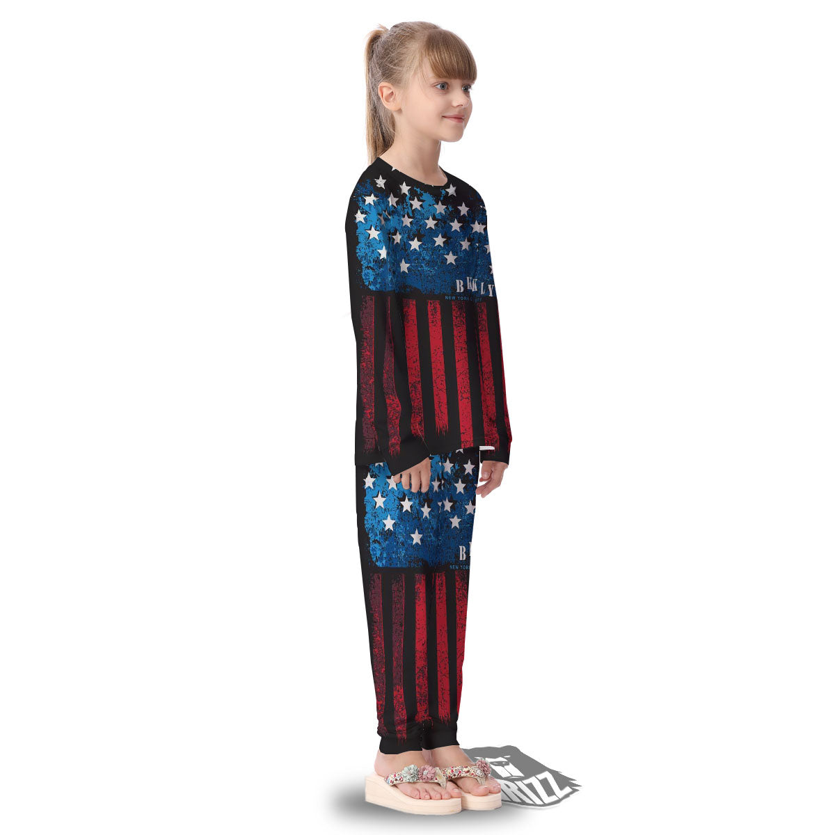 American Flag Vintage Print Kid's Pajamas-grizzshop