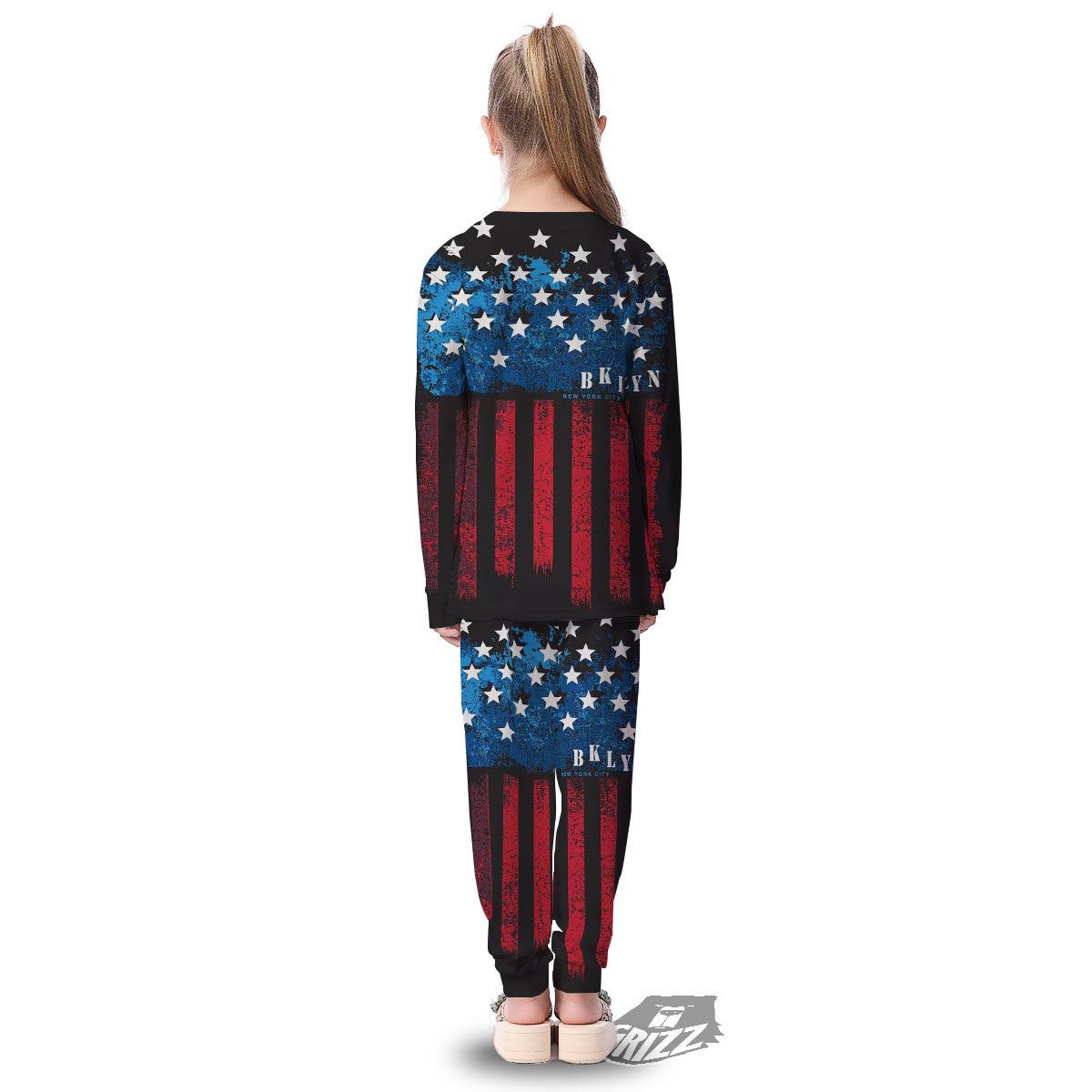 American Flag Vintage Print Kid's Pajamas-grizzshop