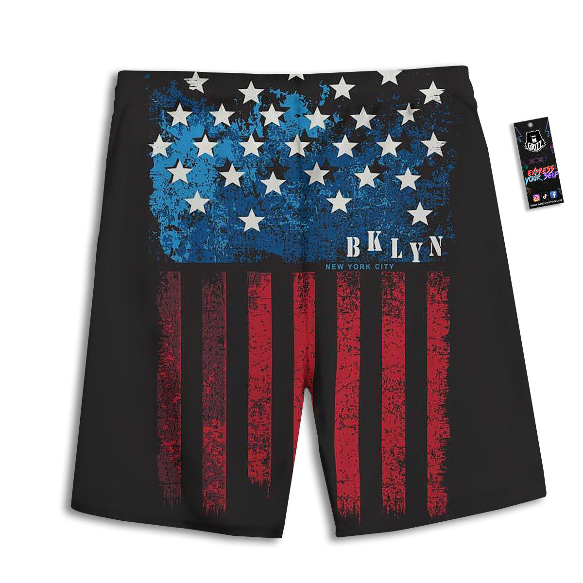 American Flag Vintage Print Men's Athletic Shorts