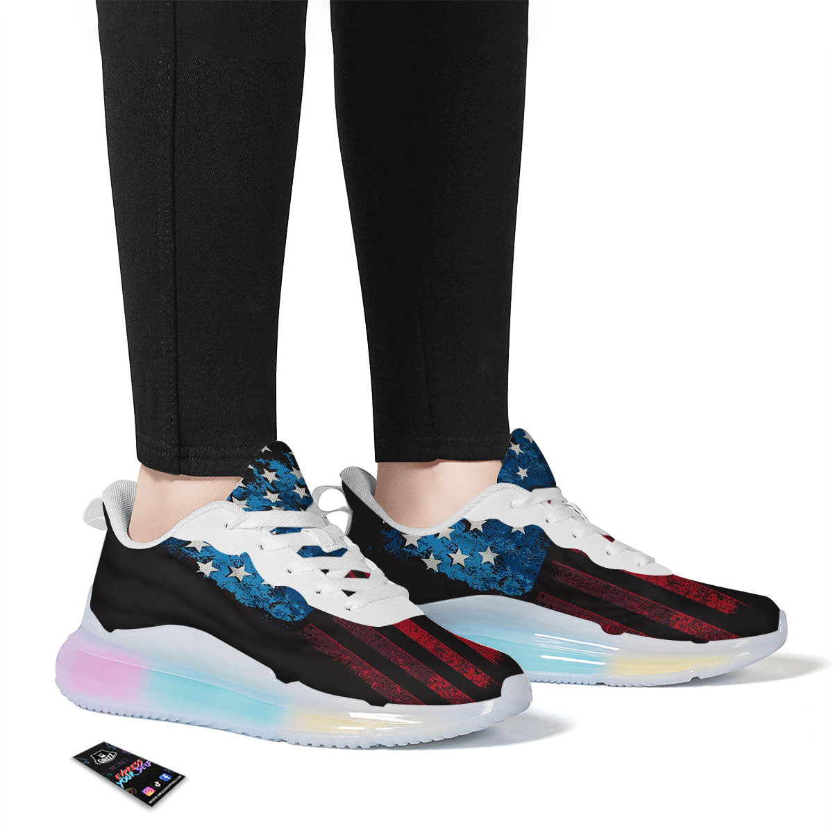 American Flag Vintage Print Running Sneakers-grizzshop