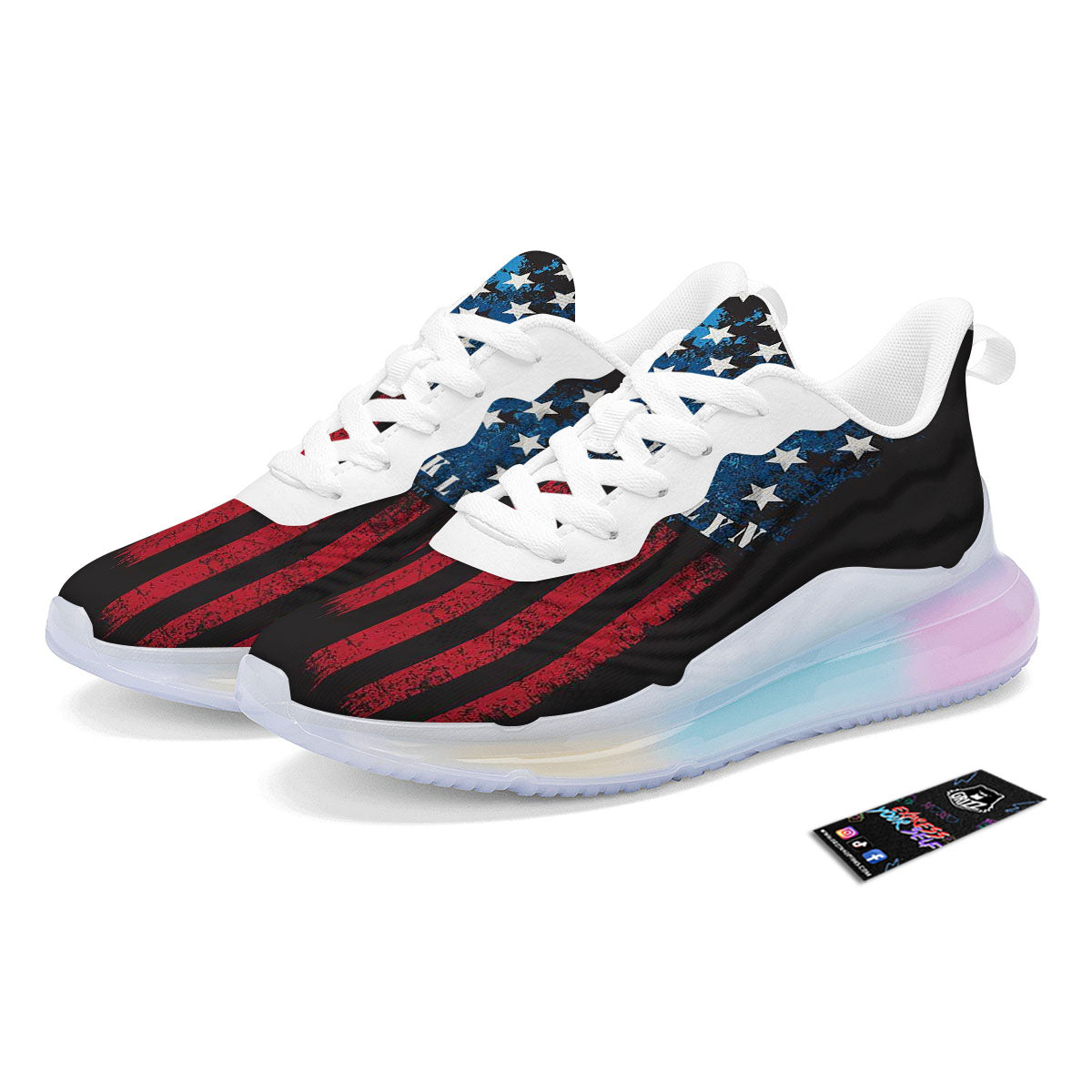 American Flag Vintage Print Running Sneakers-grizzshop