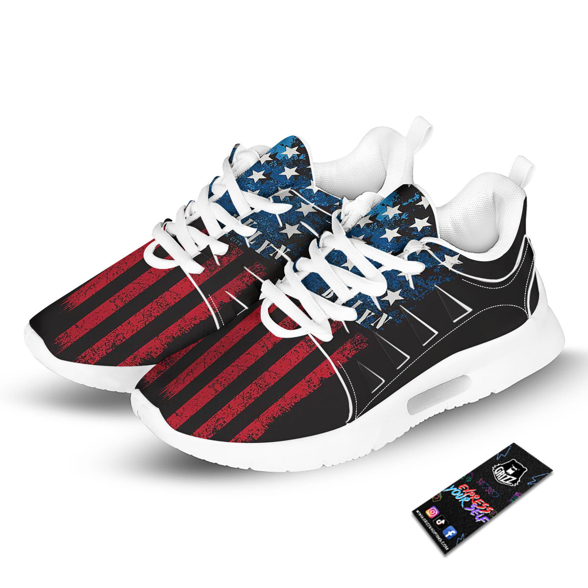 American Flag Vintage Print Tennis Shoes-grizzshop