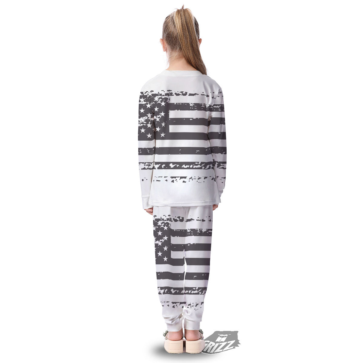 American Flag White And Black Print Kid's Pajamas-grizzshop