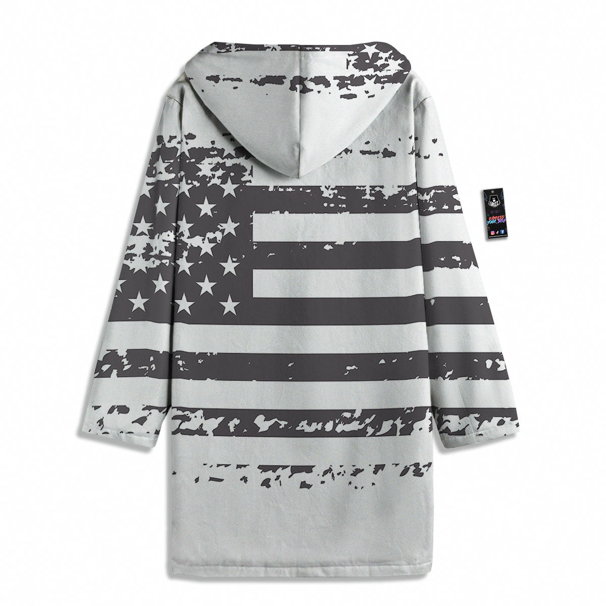American Flag White And Black Print Men's Windbreaker Jacket-grizzshop