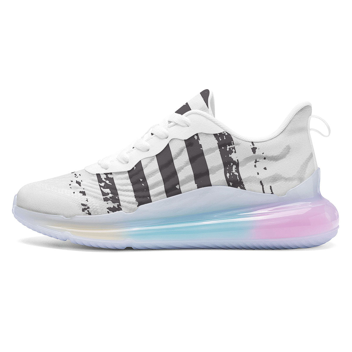 American Flag White And Black Print Running Sneakers-grizzshop