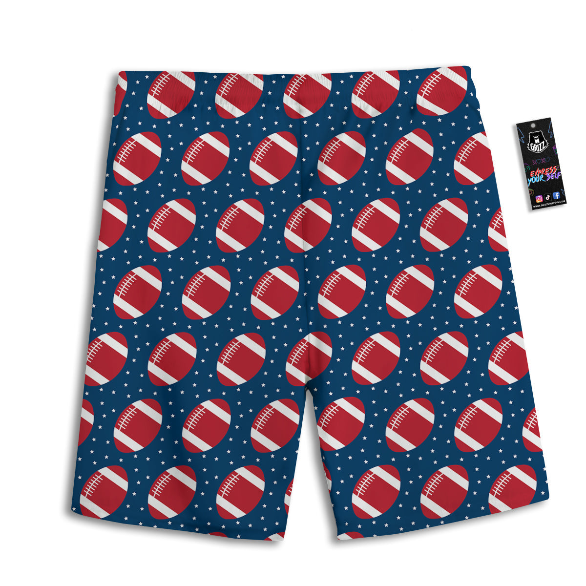 American Football Ball Print Pattern Men's Athletic Shorts