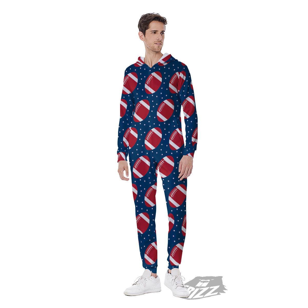 American Football Ball Print Pattern Men's Jumpsuit-grizzshop