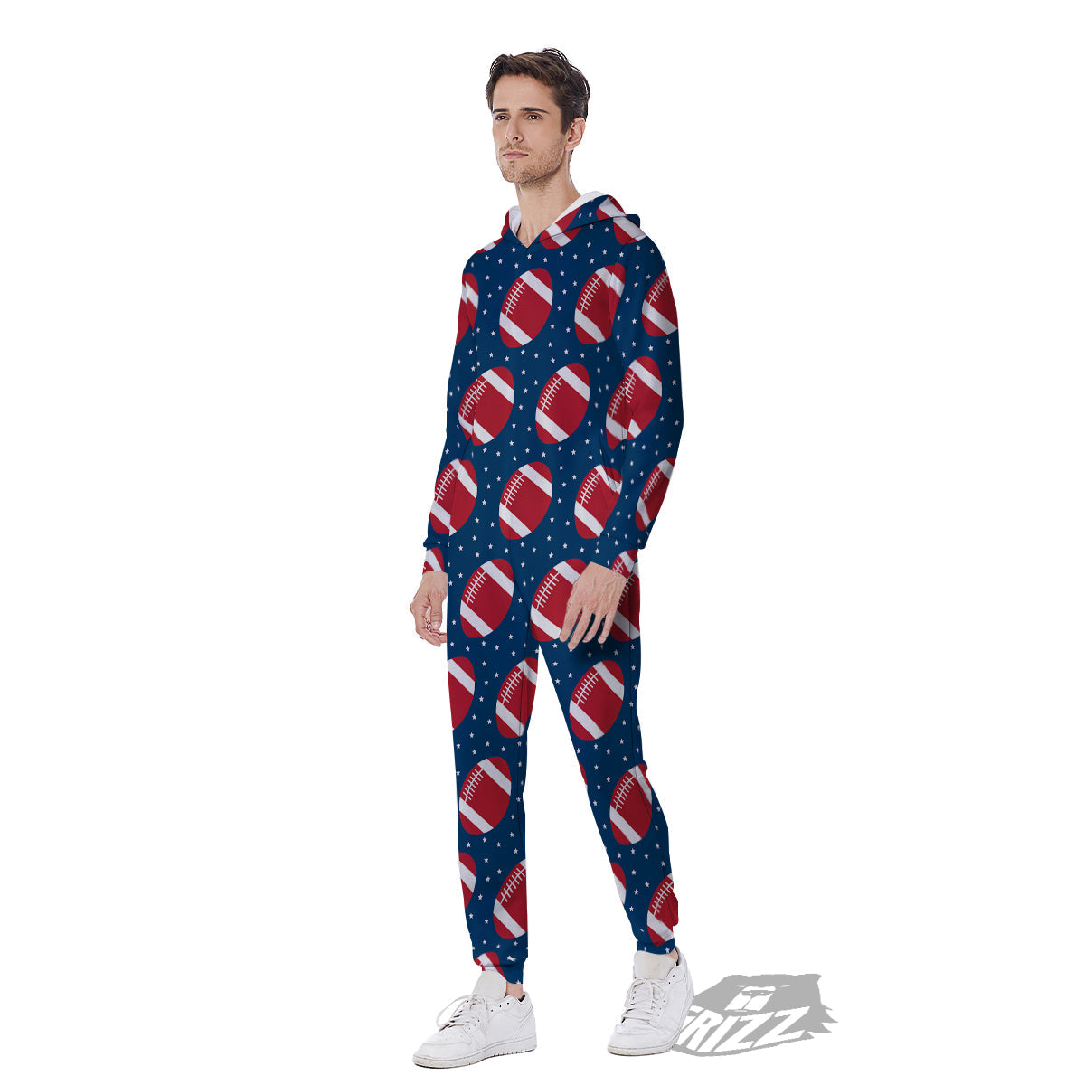 American Football Ball Print Pattern Men's Jumpsuit-grizzshop