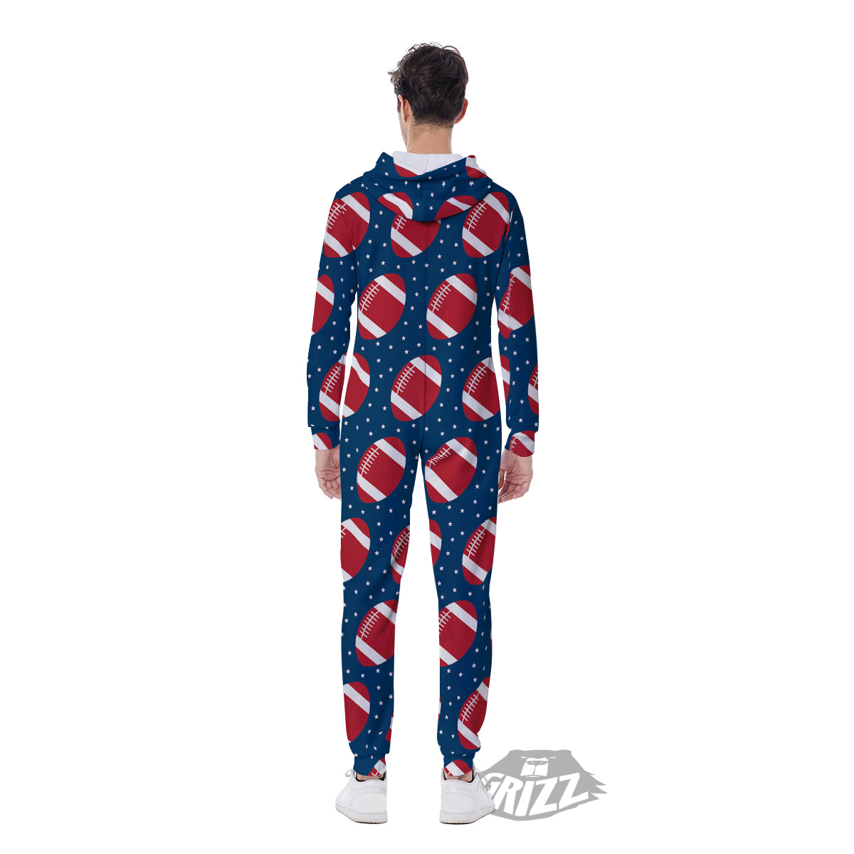 American Football Ball Print Pattern Men's Jumpsuit-grizzshop