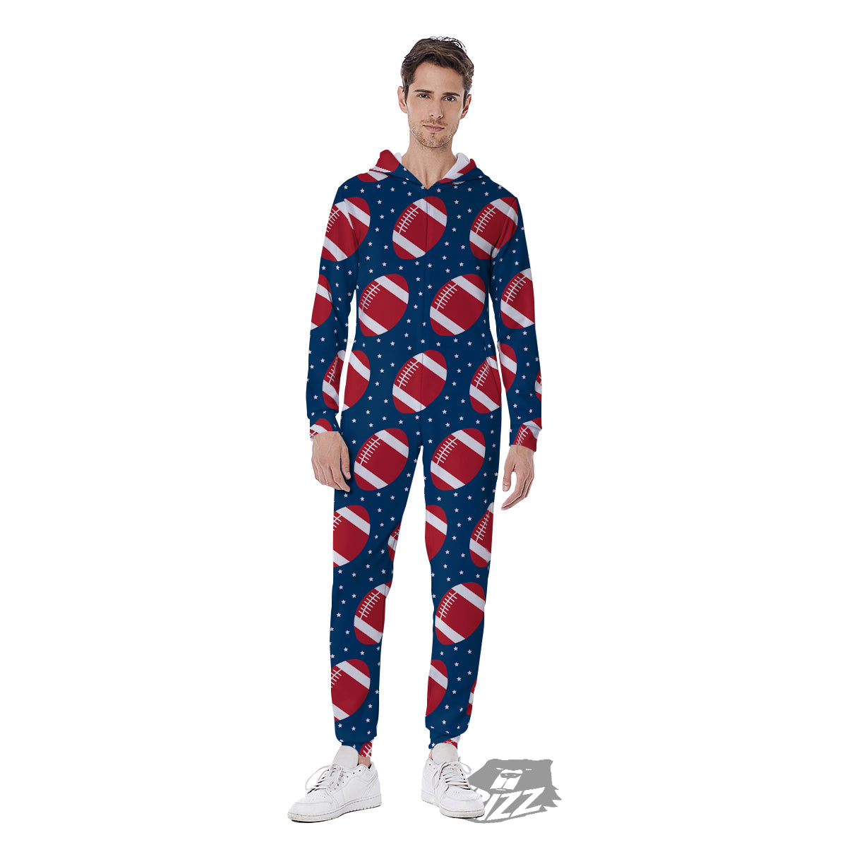 American Football Ball Print Pattern Men's Jumpsuit-grizzshop