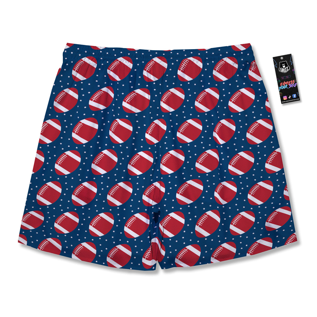 American Football Ball Print Pattern Men's Running Shorts-grizzshop