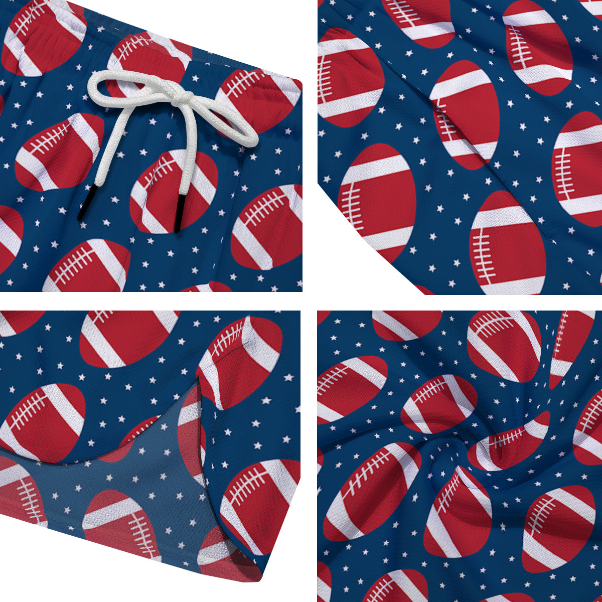 American Football Ball Print Pattern Men's Running Shorts-grizzshop